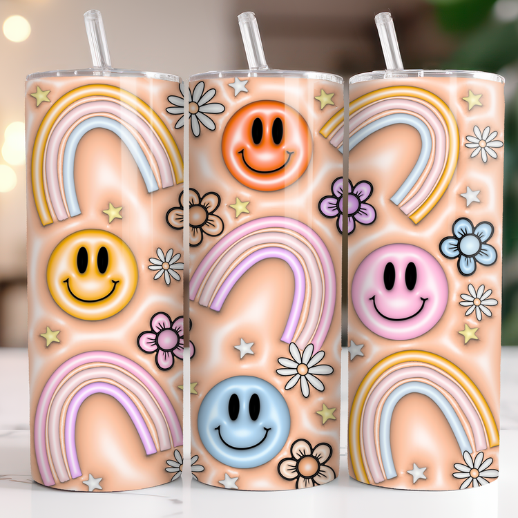 3D Puff tumbler wrap Cute peach