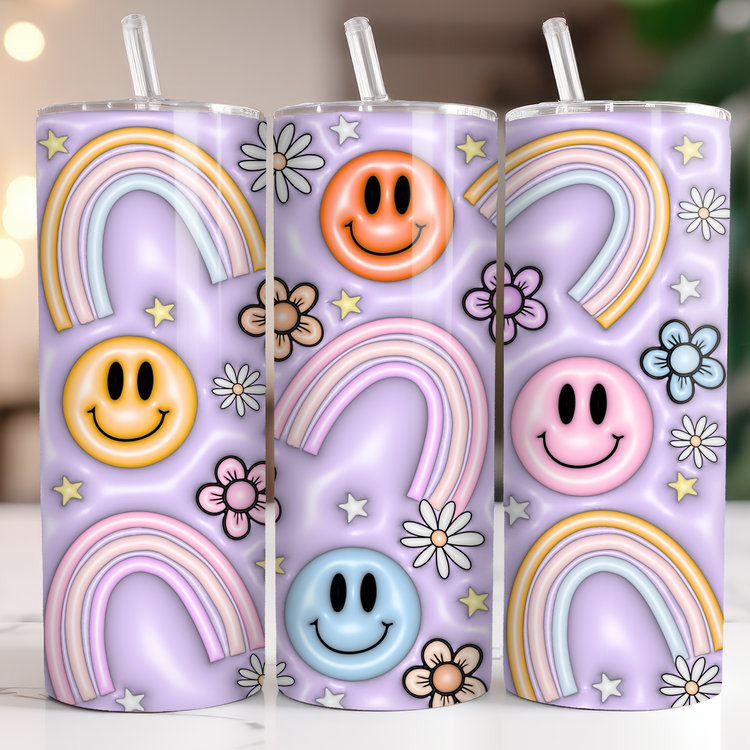 3D Puff tumbler wrap Cute purple