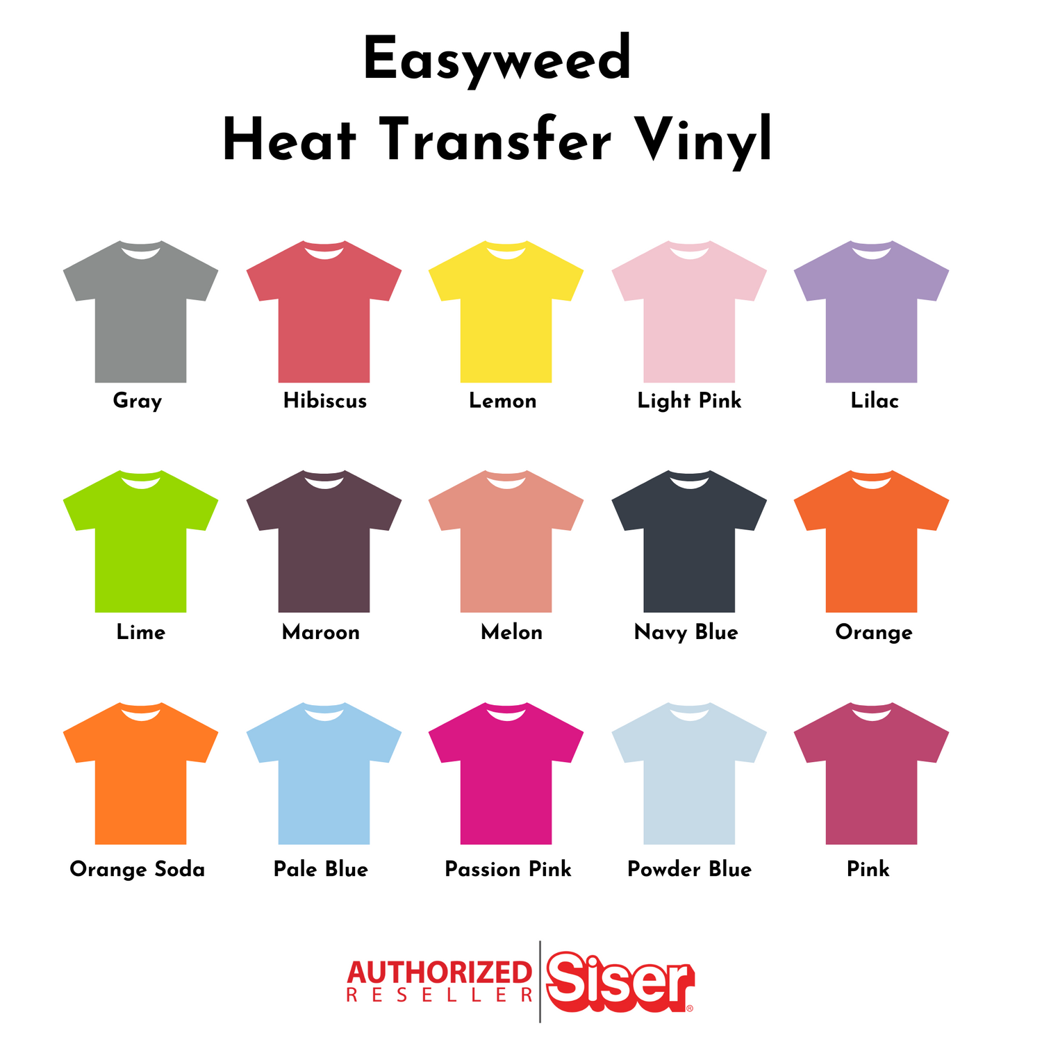 Heat Transfer Vinyl Siser EasyWeed HTV 12x15 Sheets Iron-On Vinyl Heat  Transfer Vinyl Pick Your Colors