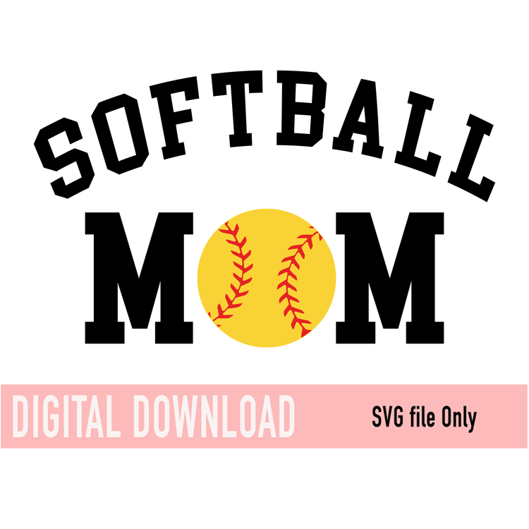 Curved Softball Mom with ball SVG