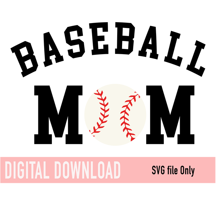 Curved Baseball Mom with ball SVG