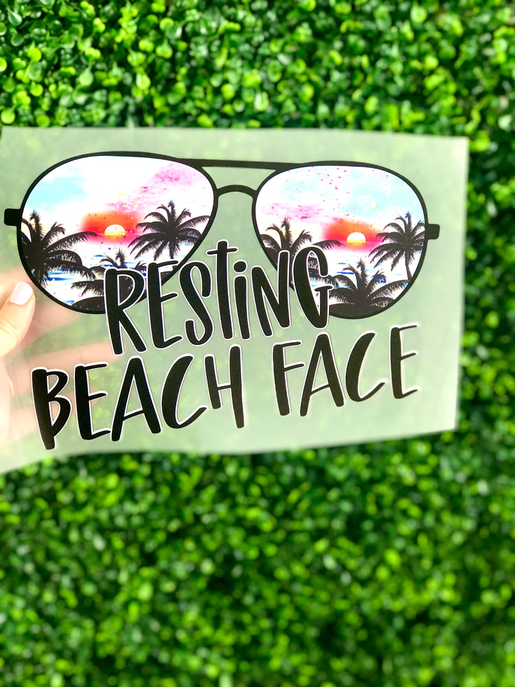 Resting beach face HTV transfer