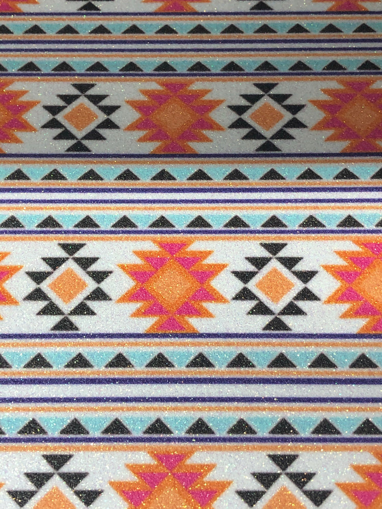 White Aztec glitter htv