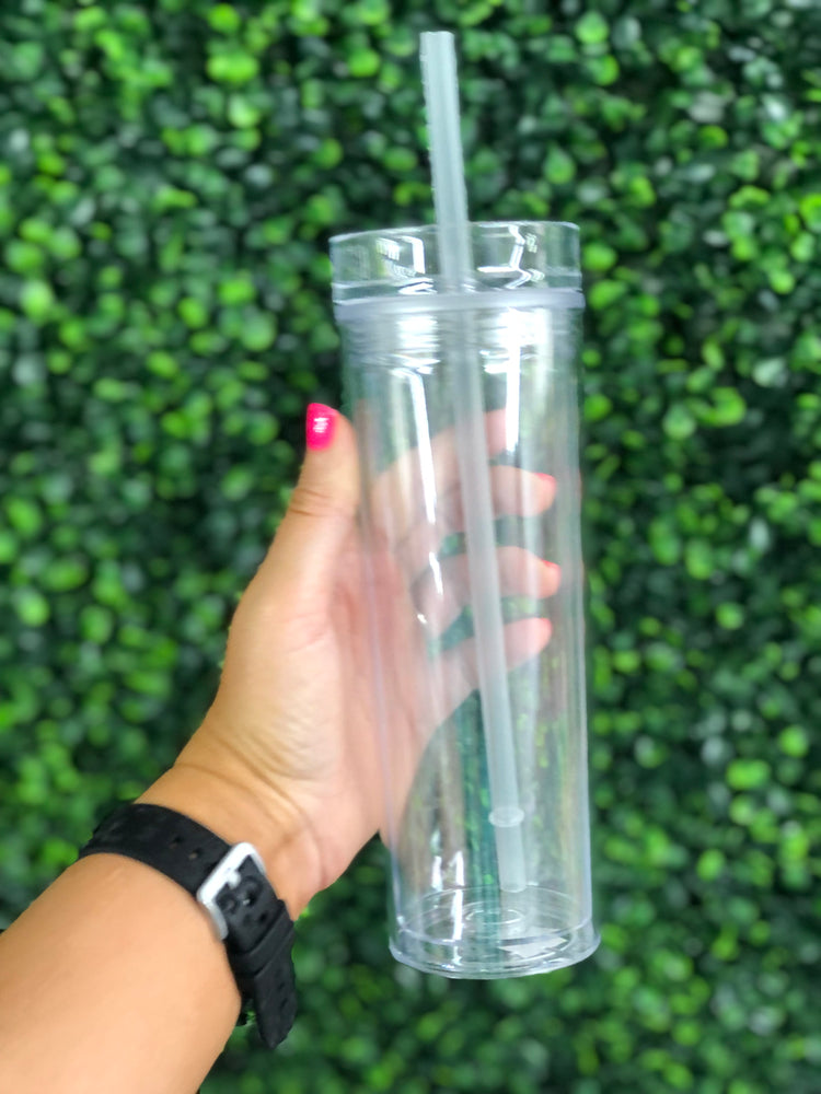 Blank Skinny Acrylic Tumbler 16 oz with Lid & Plastic Straw | 7 tumbler  colors available! | Gift