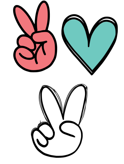 two versions of peace hand and heart svg